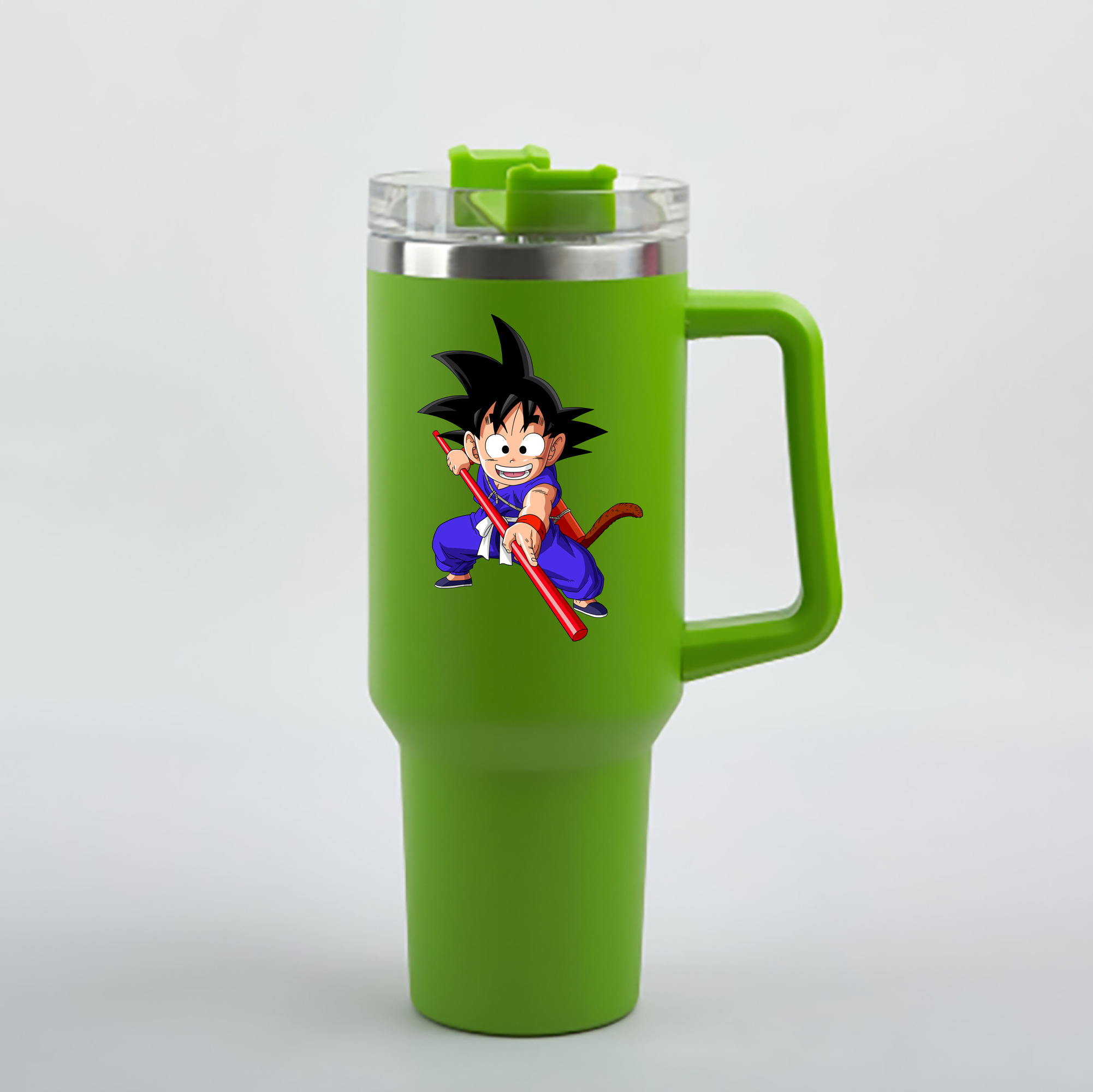 （画像用） ドラゴンボール 孫悟空（そん ごくう）Son Goku カカロット DRAGON BALL Kakarotto 1200mL車用タンブラー - クリスタルステッカー（プラスチックストロー付き）